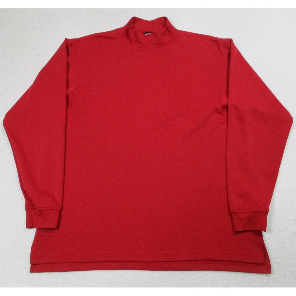 FootJoy Shirt Mens Large Red Mock Neck Long Sleeve Golf Pullover‎ Made USA
